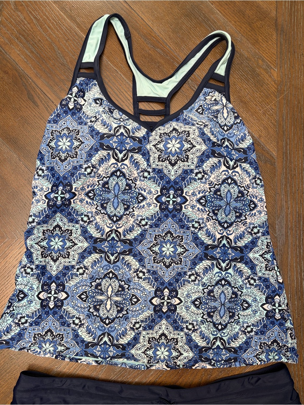 ZeroXposur Blue Mosaic Print Tankini Swimsuit Set Size Large - Picture 2 of 9